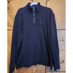 Tommy Hilfiger Black Size Extra Large Quarter Zip Men's Pullover Black Sweater